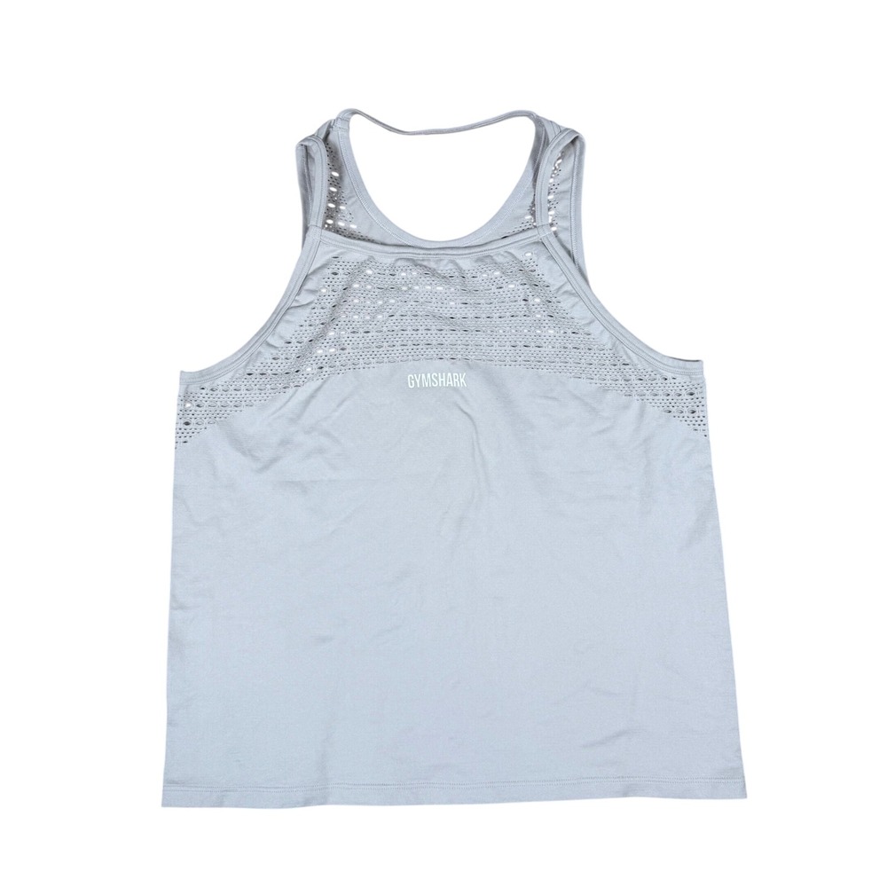 Gymshark Womens Energy+ Seamless Tank Top Light Gray High Neck Mesh Size M